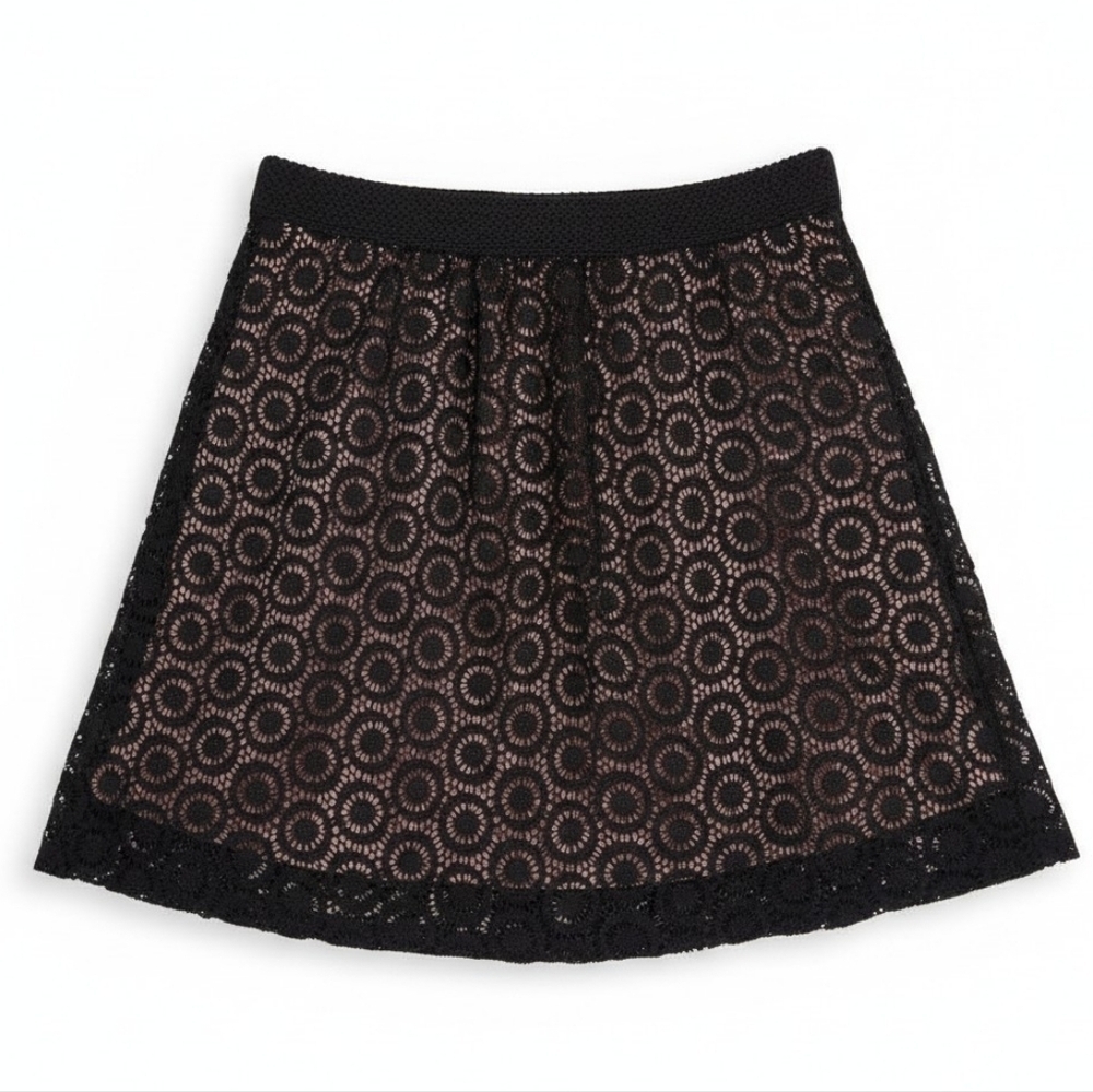 Disney Minnie Rocks The Dots Juniors black Lace pink Overlay a-line skirt small